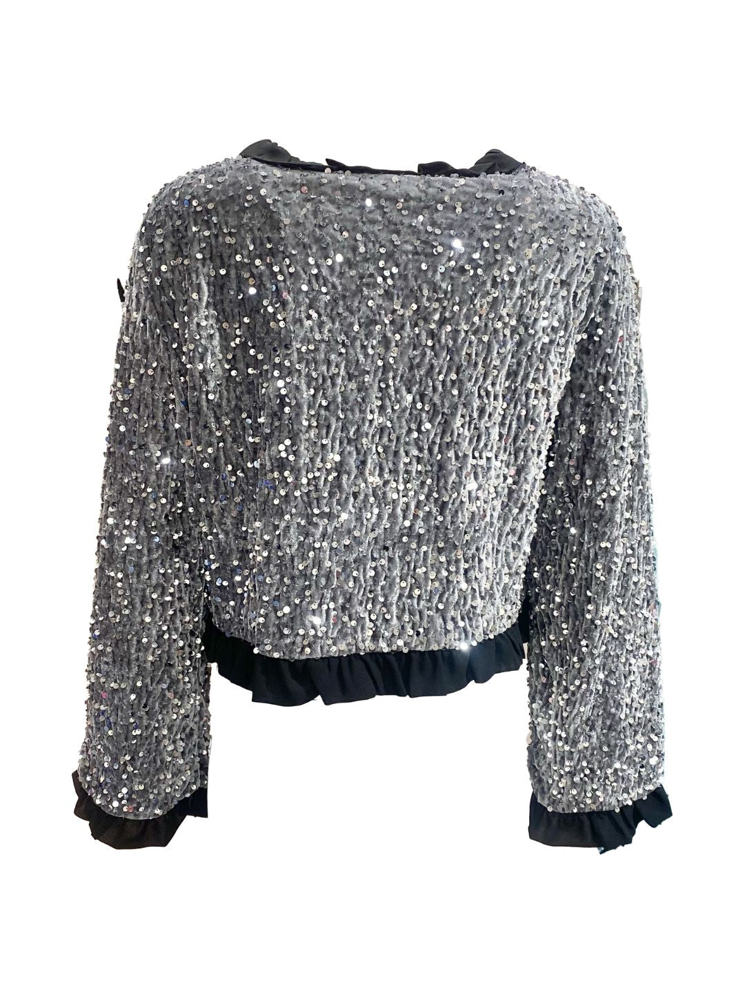 Cardigan in Ciniglia Argentato con Paillettes