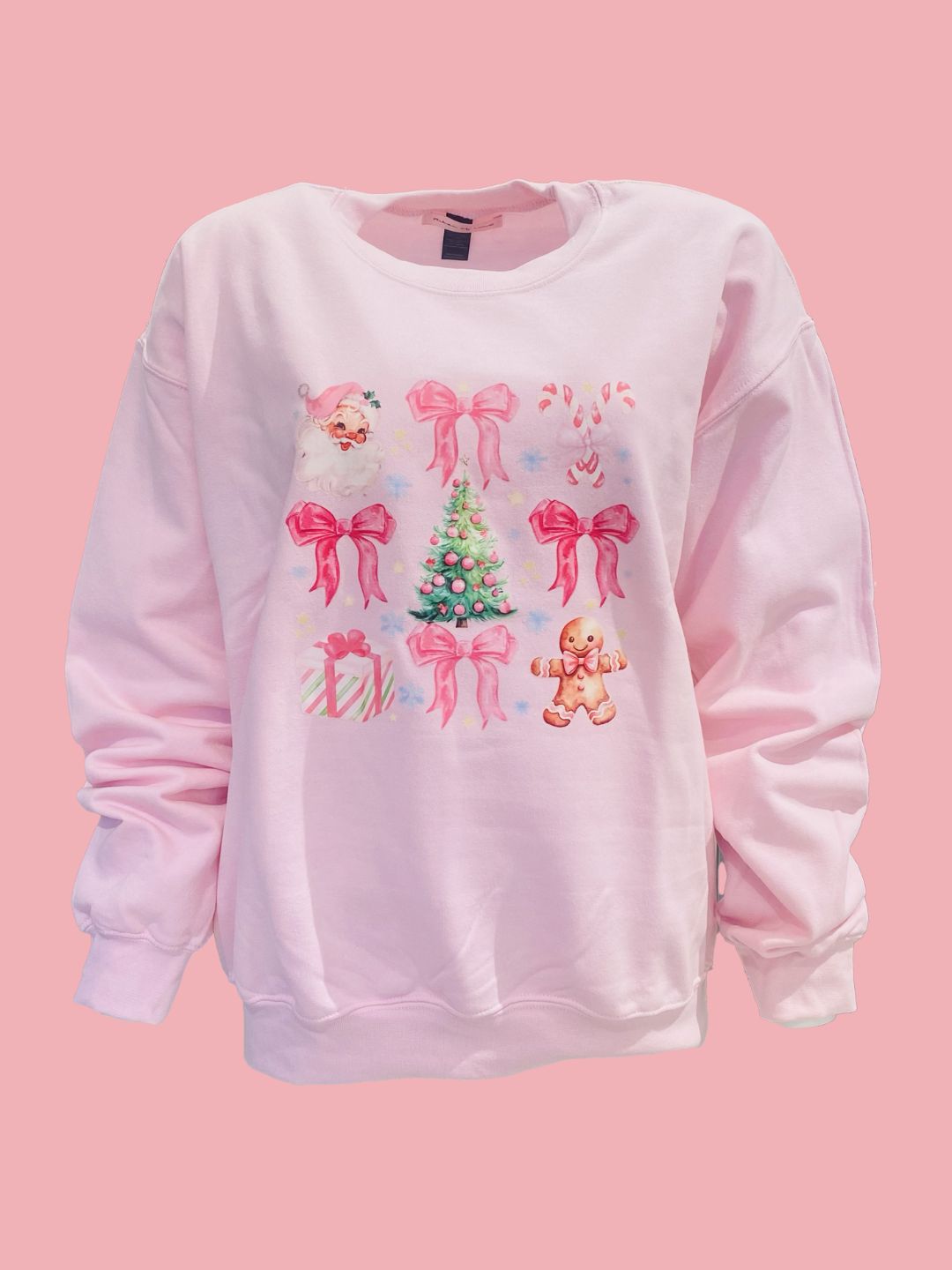 Pink Santa Claus Sweatshirt with More Ribes of LOVE Subjects