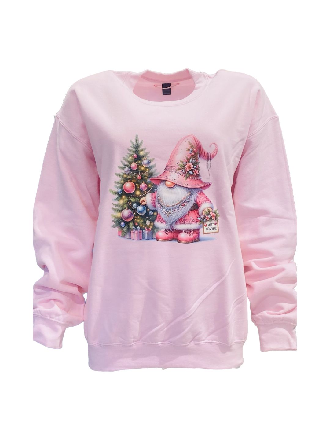 Pink Gnome Christmas Tree Sweatshirt Ribes of LOVE