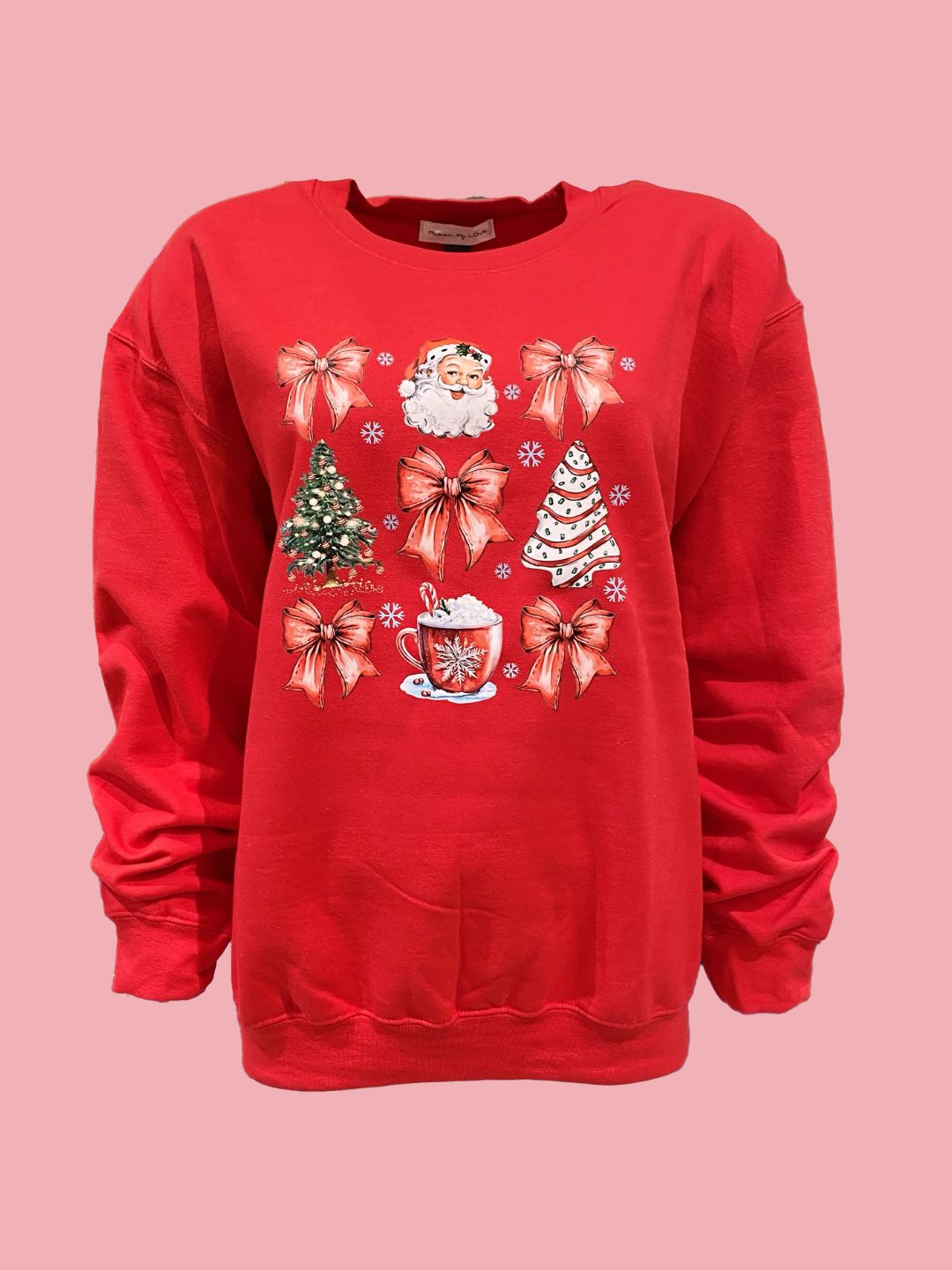 Red Sweatshirt with Ribes of LOVE Bow