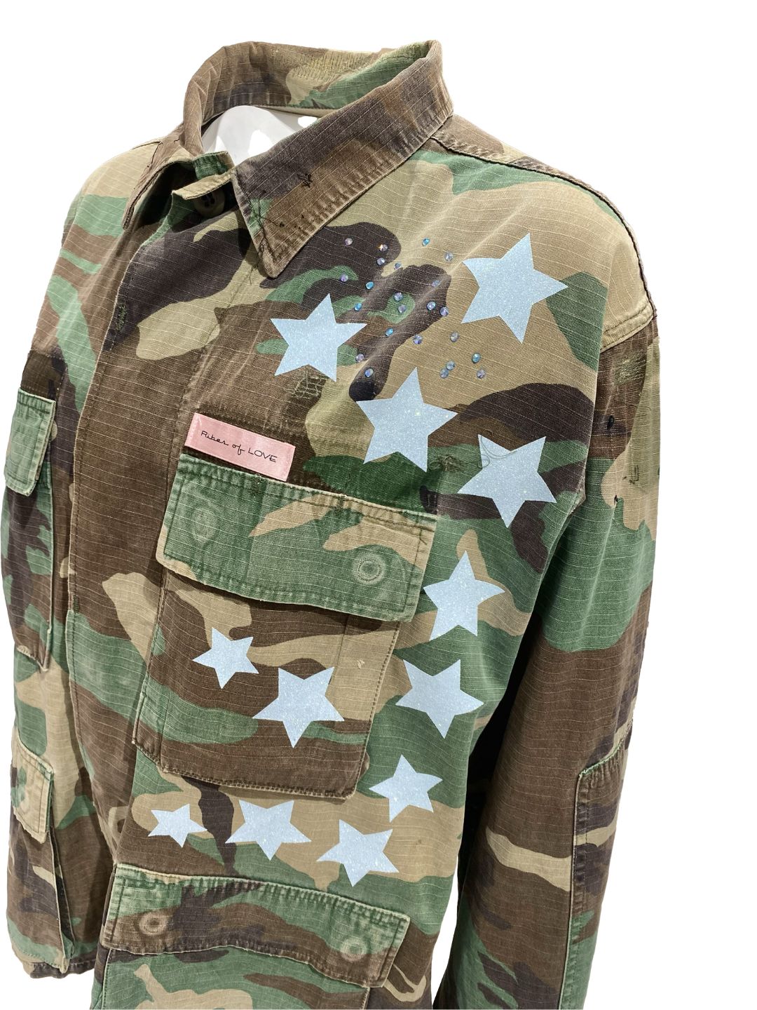 GIACCA MILITARE VINTAGE Cuore Bandana Azzurro Ribes of LOVE