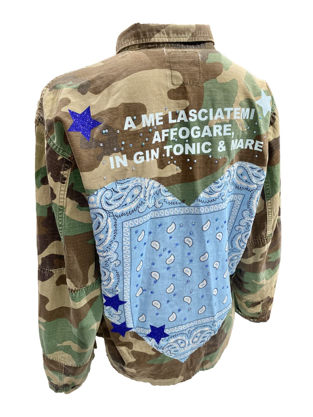 GIACCA MILITARE VINTAGE Cuore Bandana Azzurro Ribes of LOVE