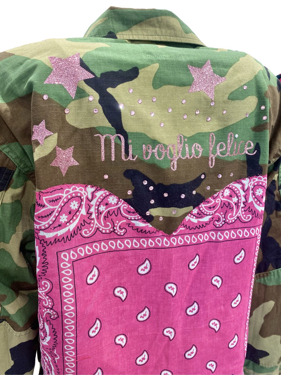 GIACCA MILITARE VINTAGE Cuore Bandana Fucsia Mod.2 Ribes of LOVE