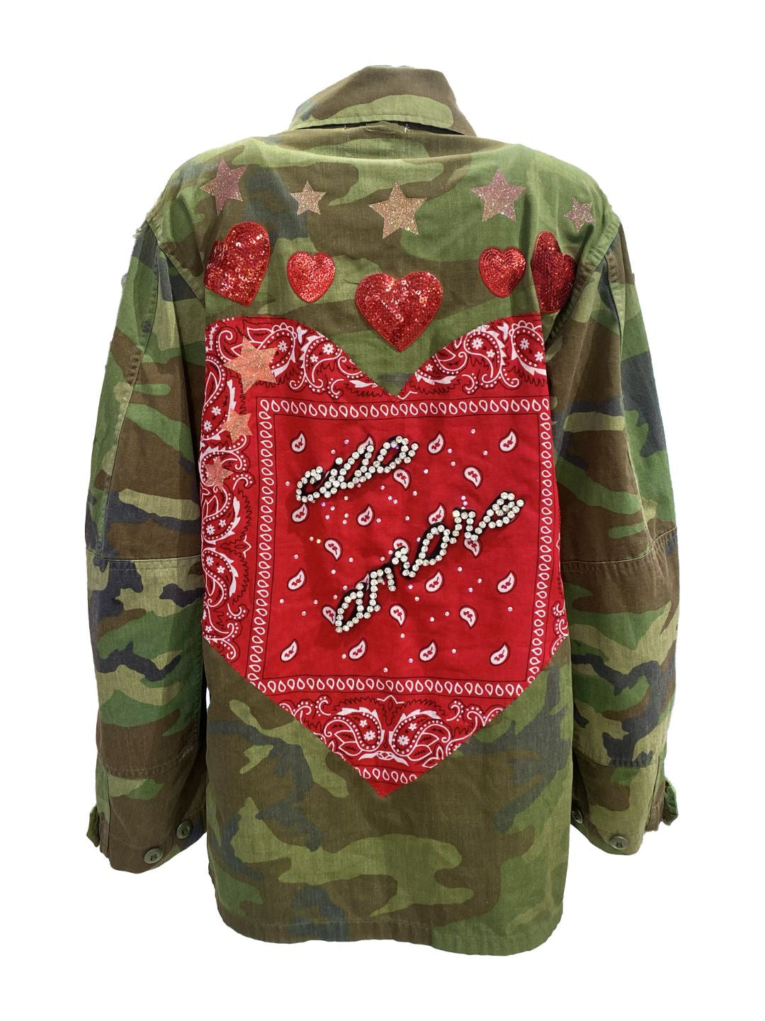 GIACCA MILITARE VINTAGE Cuore Bandana Rosso Ribes of LOVE