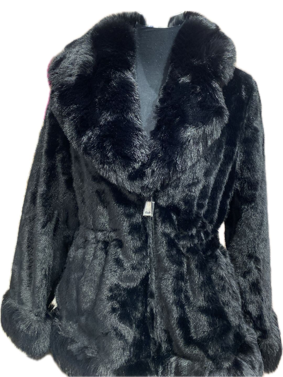 GIACCA SIMIL PELLICCIA NERA 8680