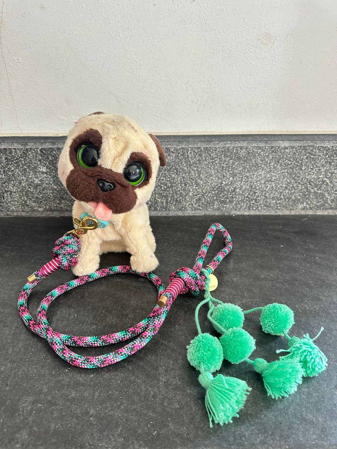 GUINZAGLIO MARLEY&ME POM POM VERDE ACQUA