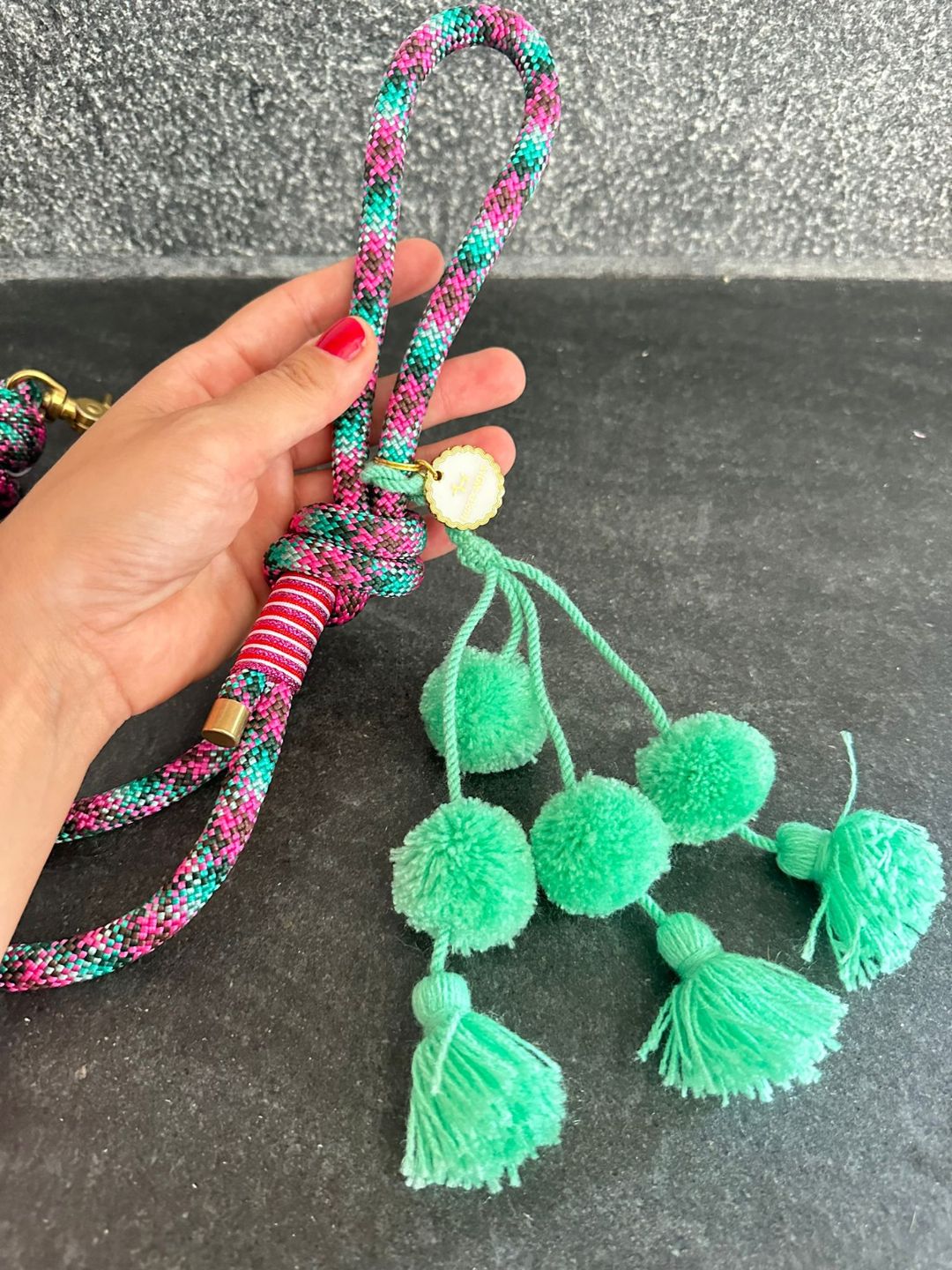 GUINZAGLIO MARLEY&ME POM POM VERDE ACQUA