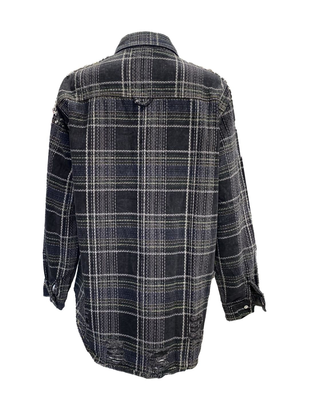 Giacca-Camicia in Denim Nera con Strass 0773