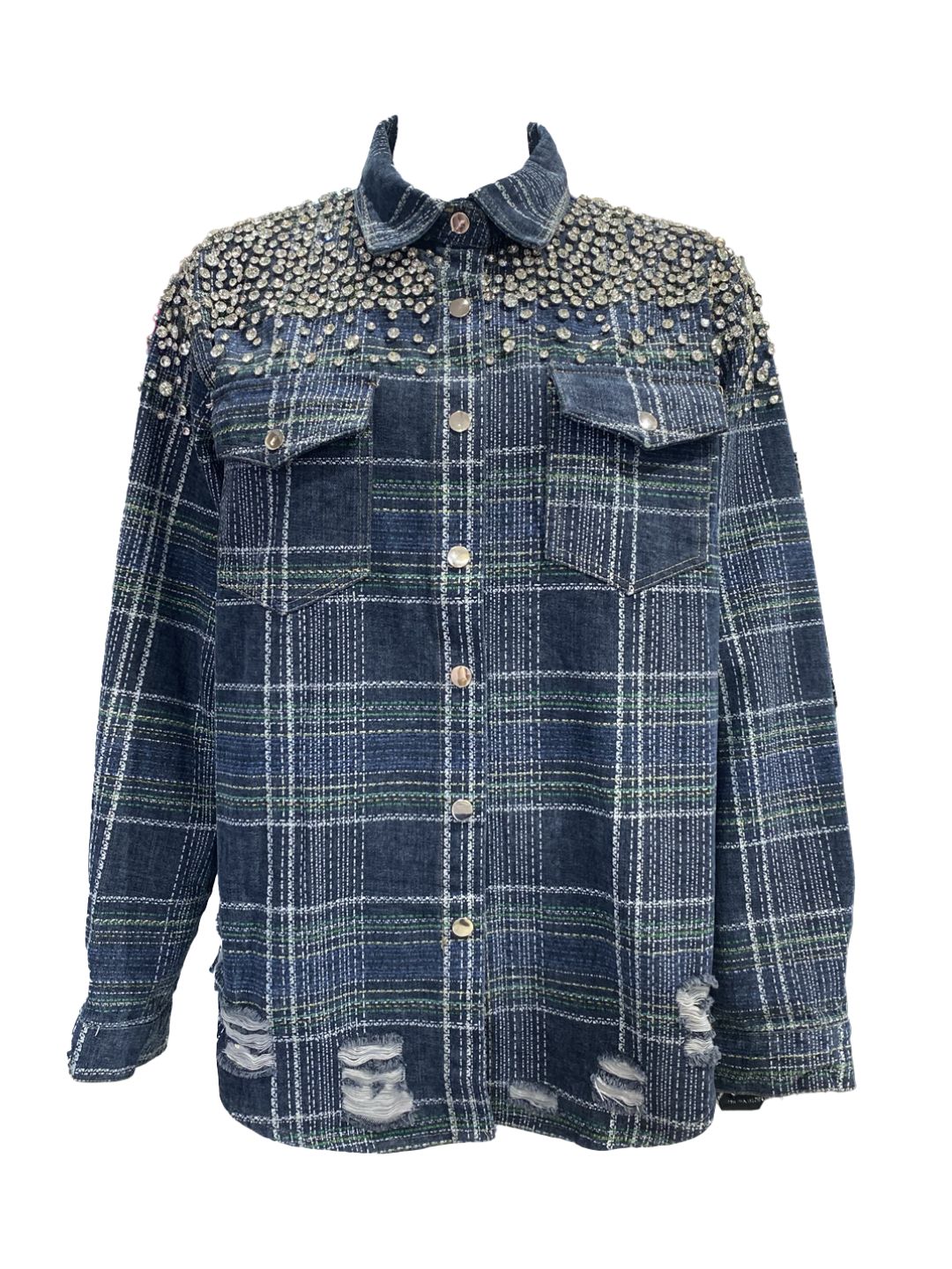 Giacca-Camicia in Denim con Strass 0773