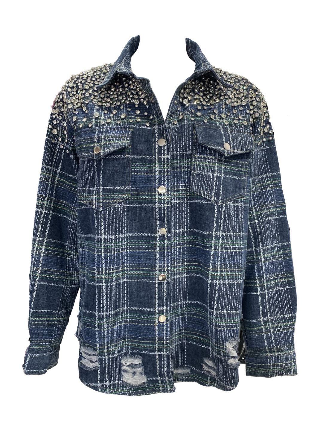 Giacca-Camicia in Denim con Strass 0773