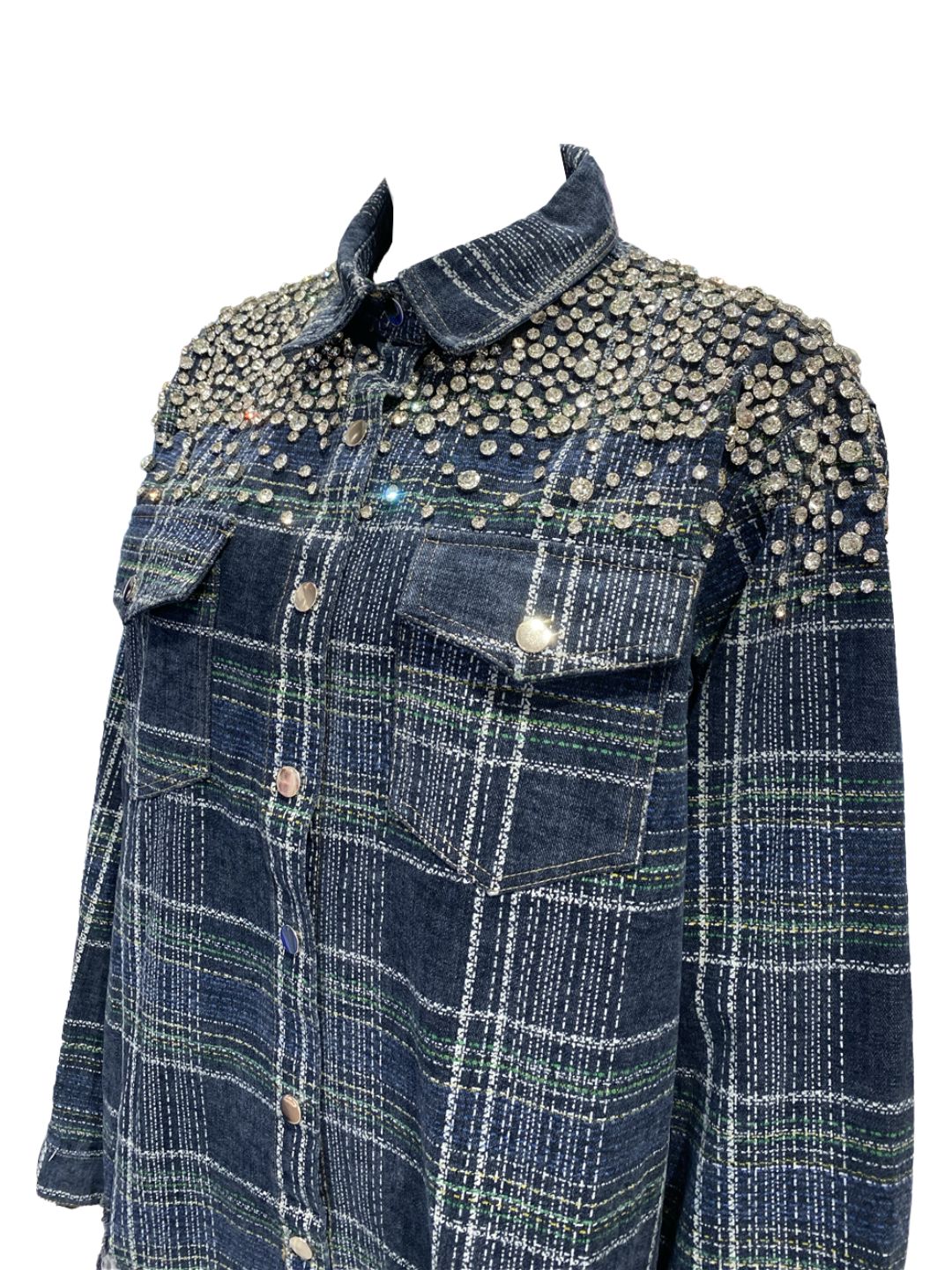 Giacca-Camicia in Denim con Strass 0773