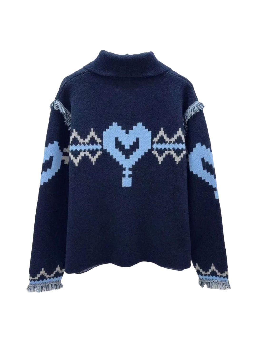 Giacca Cuore Azteco con Frange Blu Notte 356