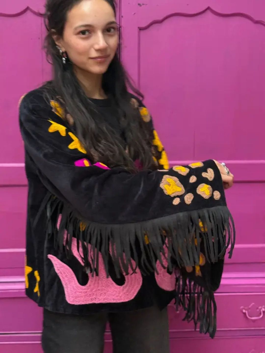 Giacca Frange Suzani NERO