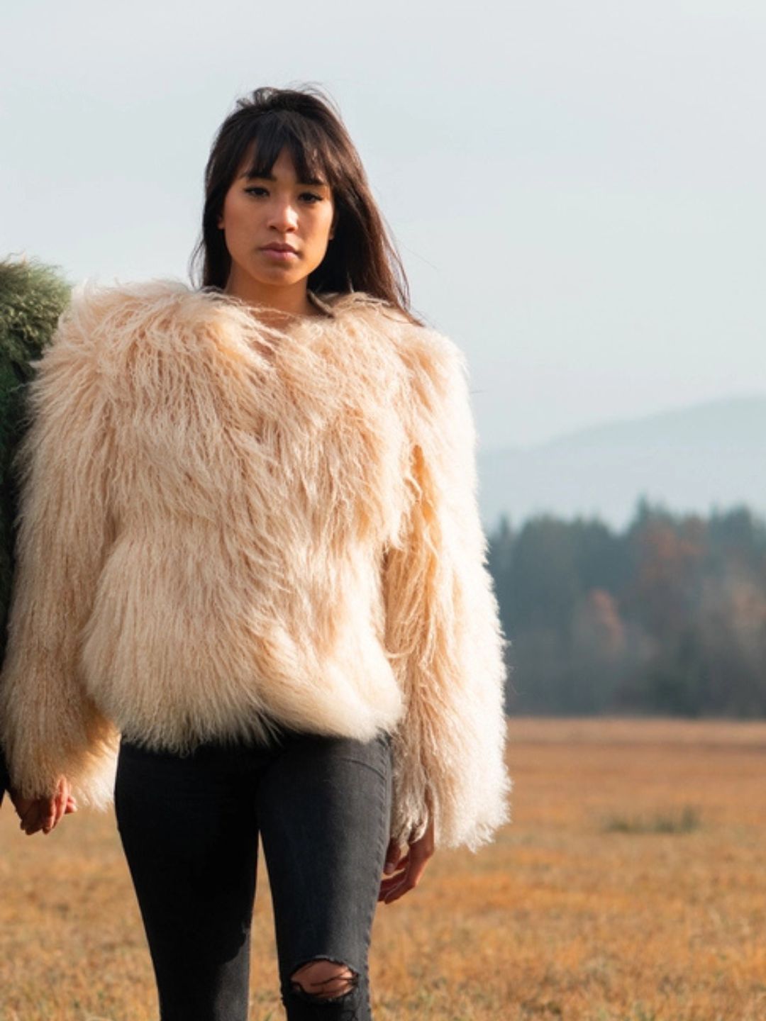 Giacca in Shearling Panna – Fatta a Mano