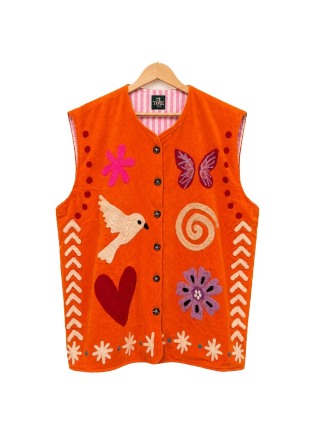 Gilet Suzani in velluto Arancio con cuore