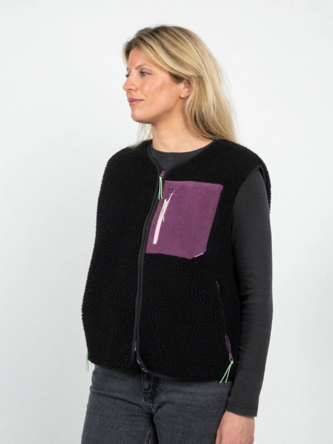 Gilet da donna Sherpa Nero