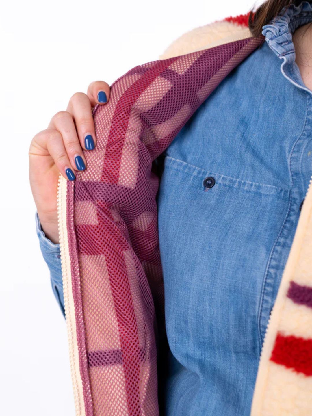 Gilet da donna Sherpa Quadri