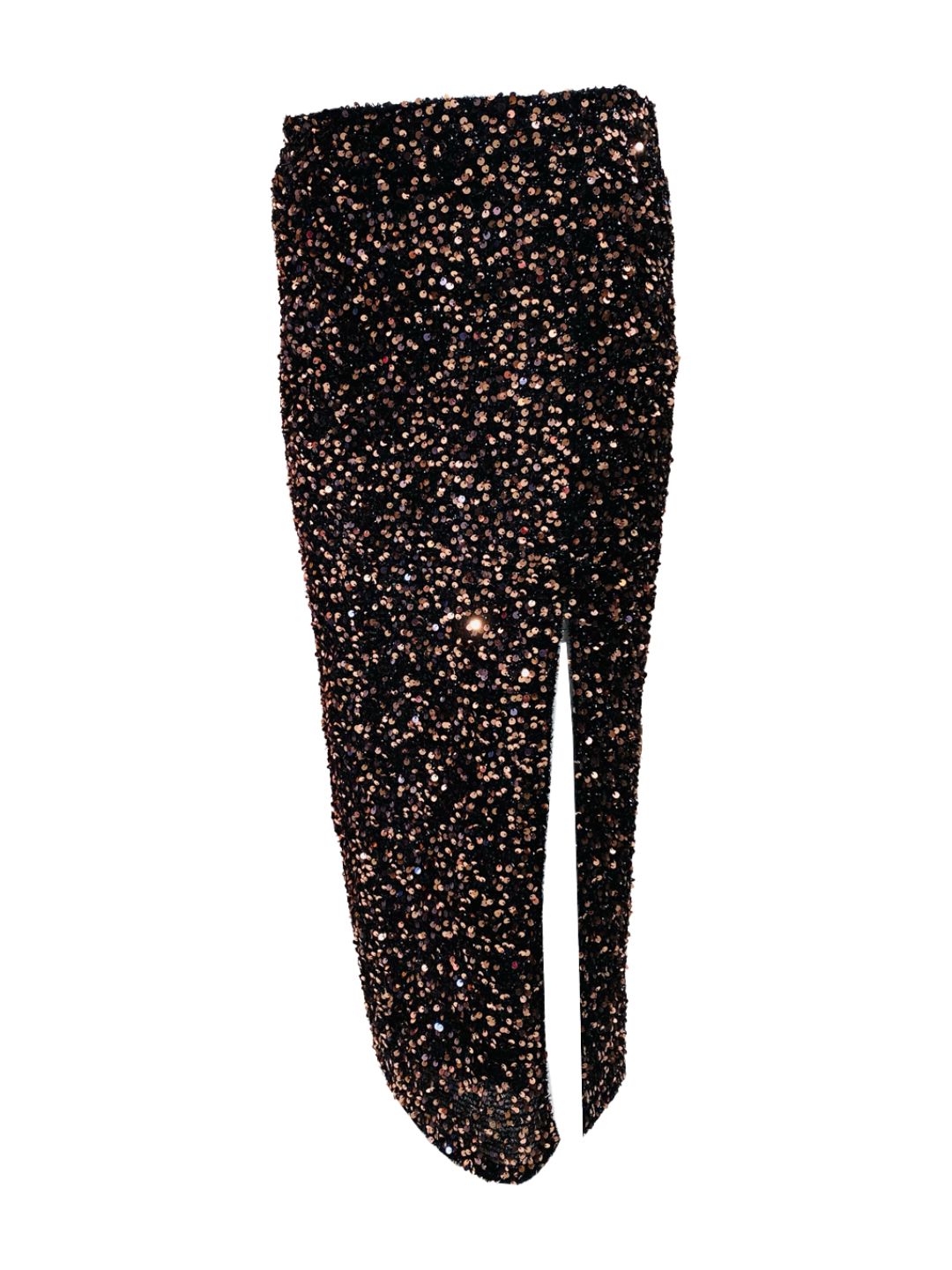 Gonna Lunga Base Nera Paillettes Oro rosa