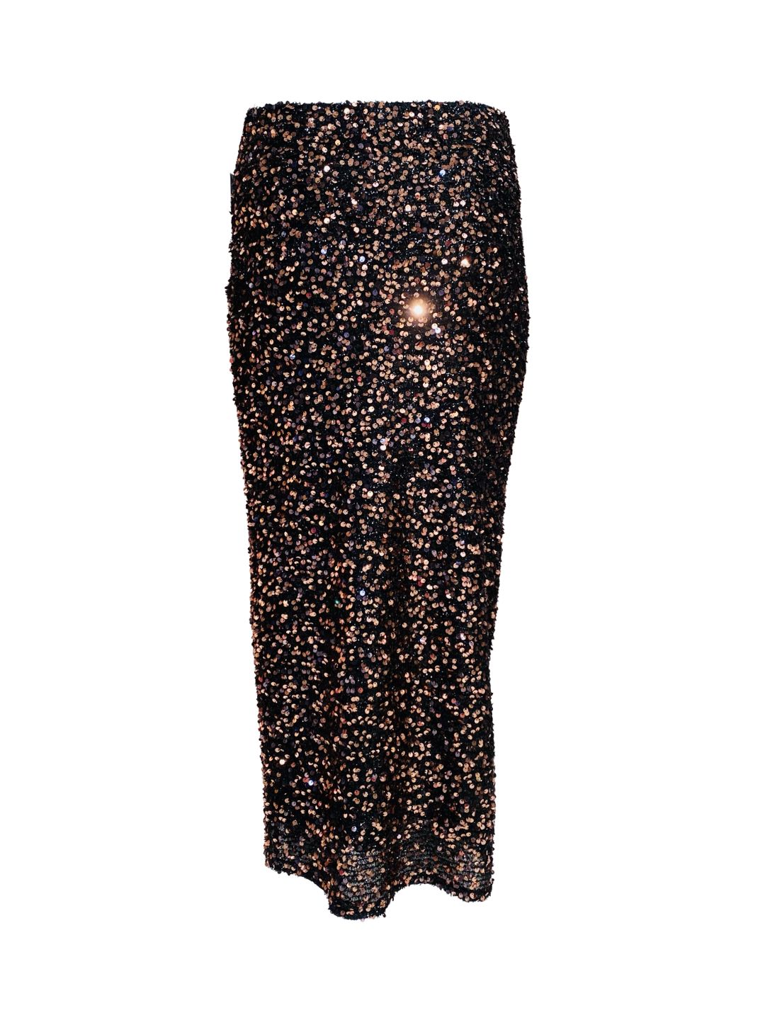 Gonna Lunga Base Nera Paillettes Oro rosa