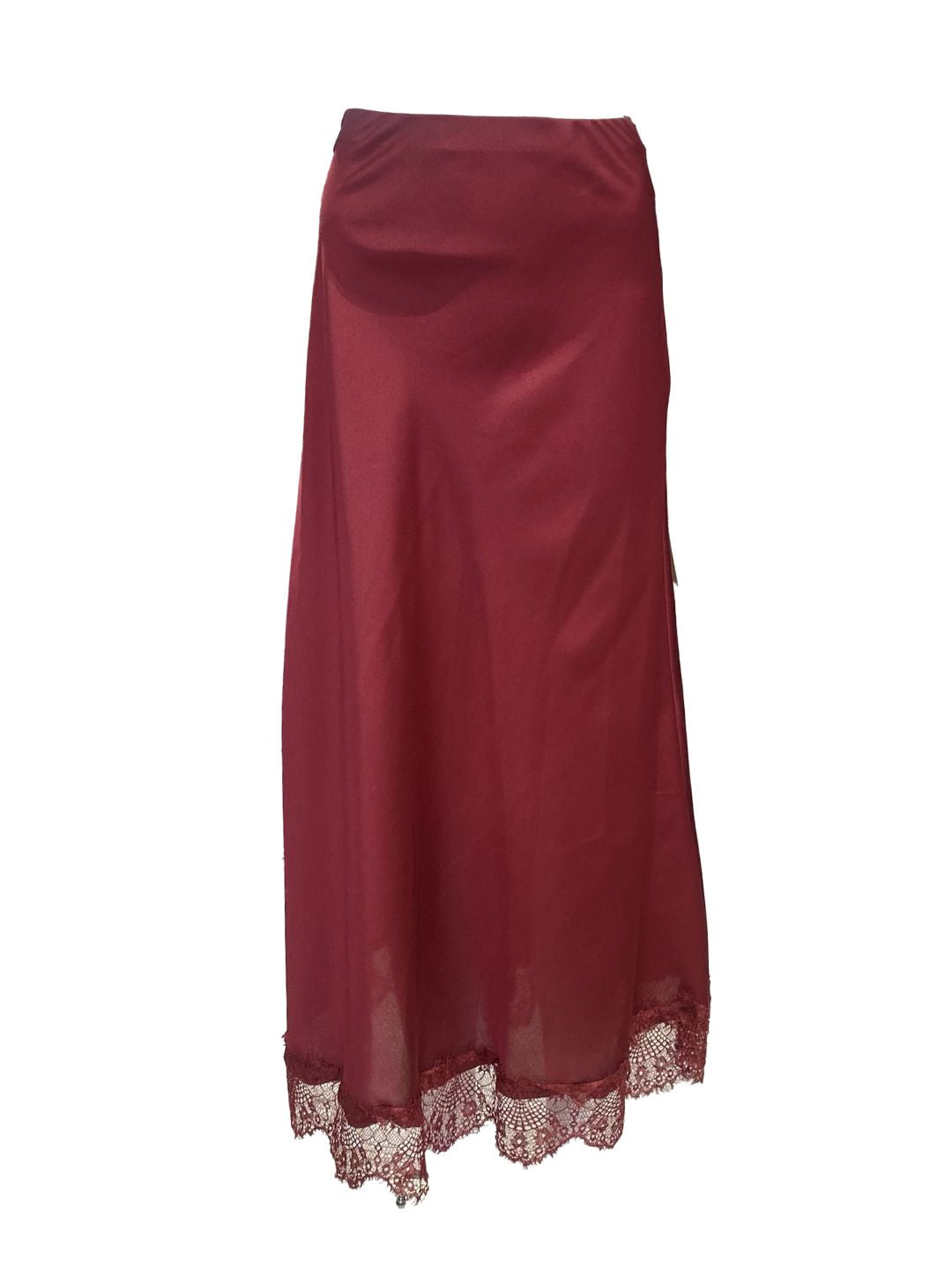 Gonna Lunga Satinata con Pizzo Bordeaux 6840