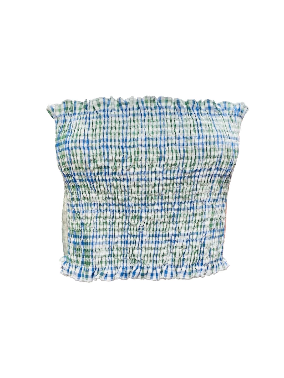 MINI TOP Punto Smock vichy Bicolore Verde e Azzurro Ribes of LOVE