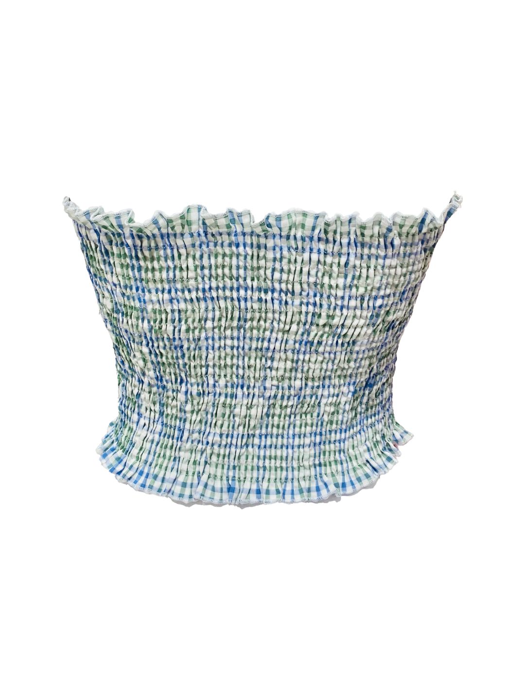 MINI TOP Punto Smock vichy Bicolore Verde e Azzurro Ribes of LOVE