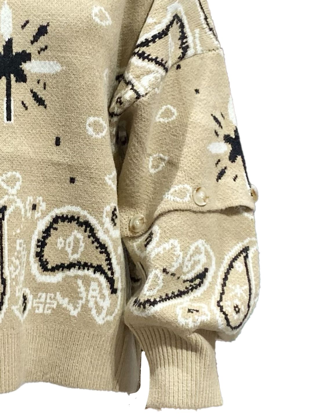 Beige 353 Convertible Bandana Sweater
