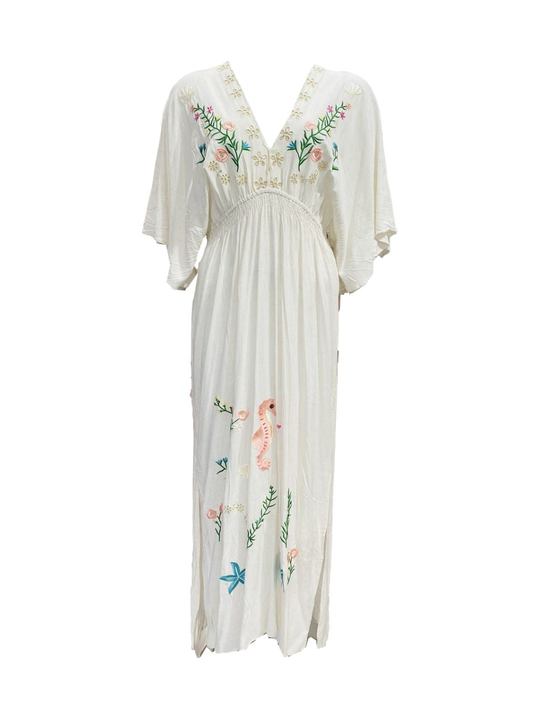 Maxi abito lungo con ricamo floreale 56DR1067-1797