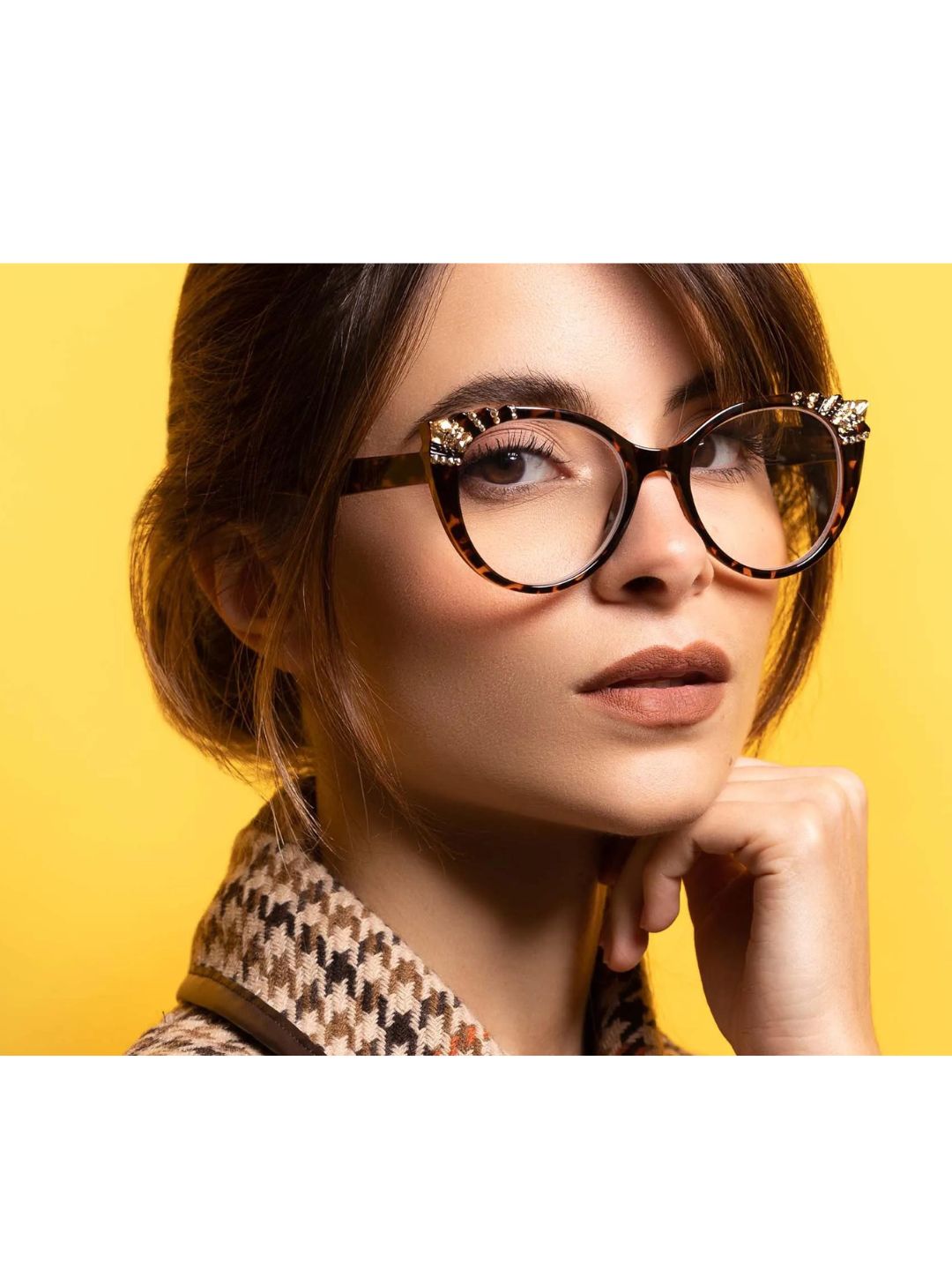 CLOVER BROWN JIMMY CRYSTAL NEW YORK READING GLASSES JCR608BRW-GLOD/SH