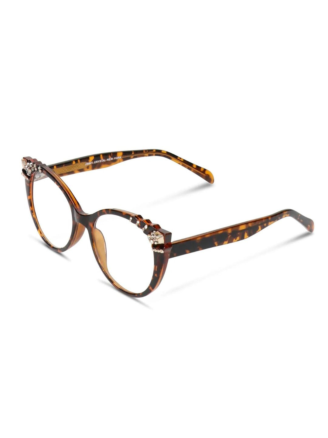 CLOVER BROWN JIMMY CRYSTAL NEW YORK READING GLASSES JCR608BRW-GLOD/SH