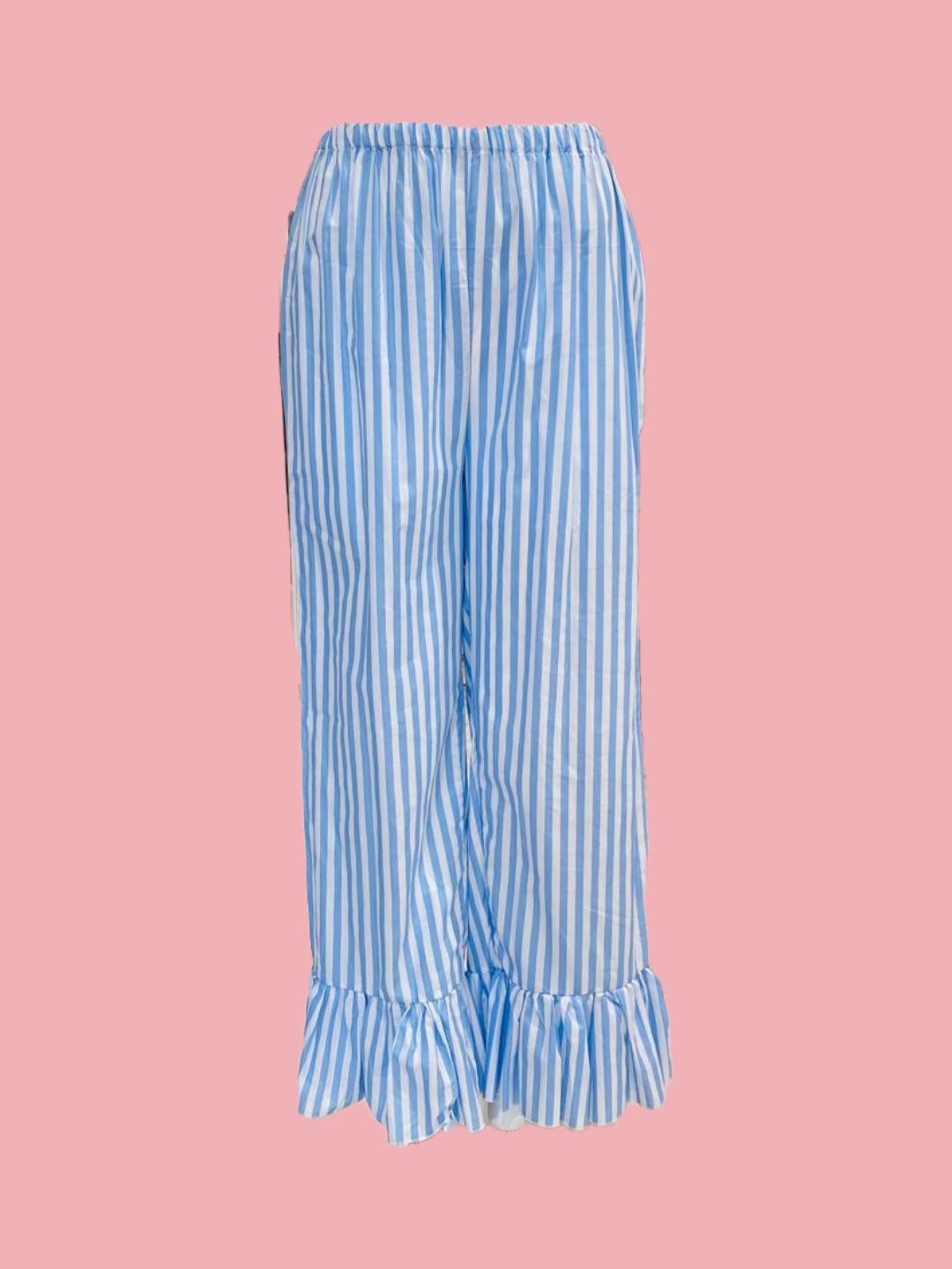 PANTALONE Pin con galetta Righe Azzurre Ribes of LOVE