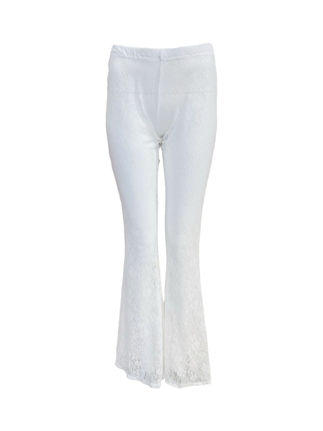 PANTALONE a Zampa in pizzo Bianco Ribes of LOVE