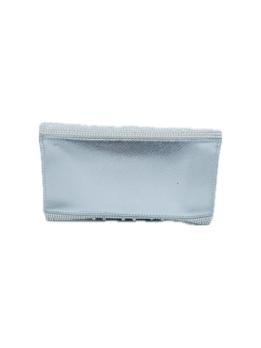 POCHETTE A MANO ARGENTO CON PERLE BIANCHE 6038