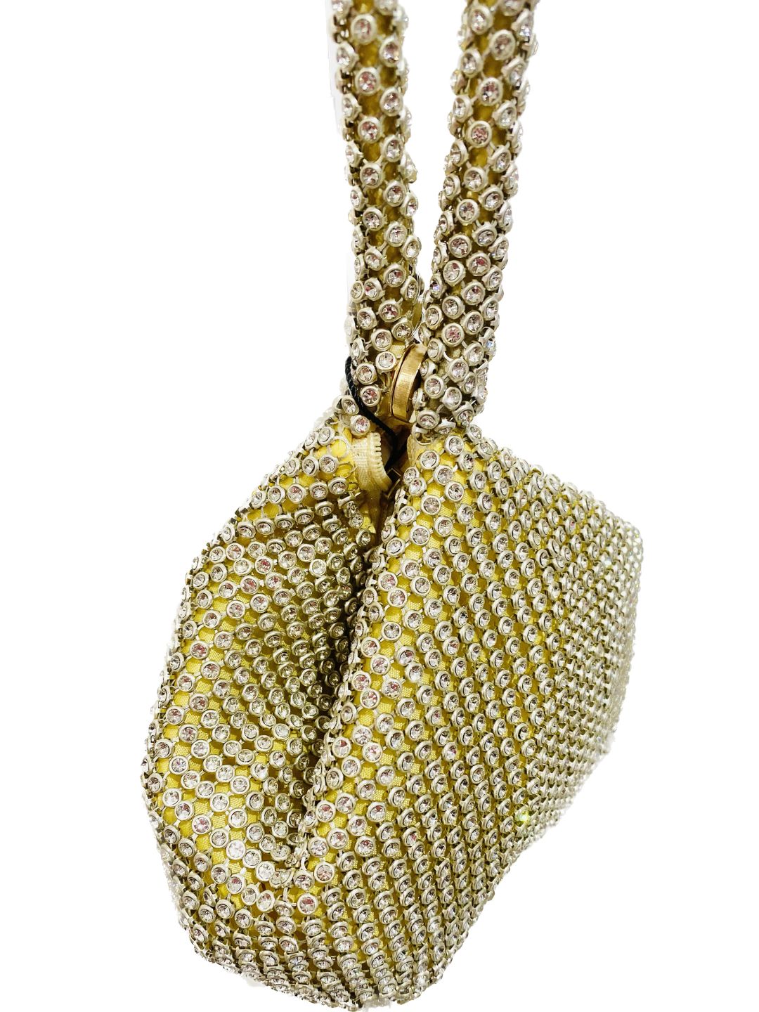 POCHETTE CERIMONIA A MANO TRIANGOLO STRASS ORO 268