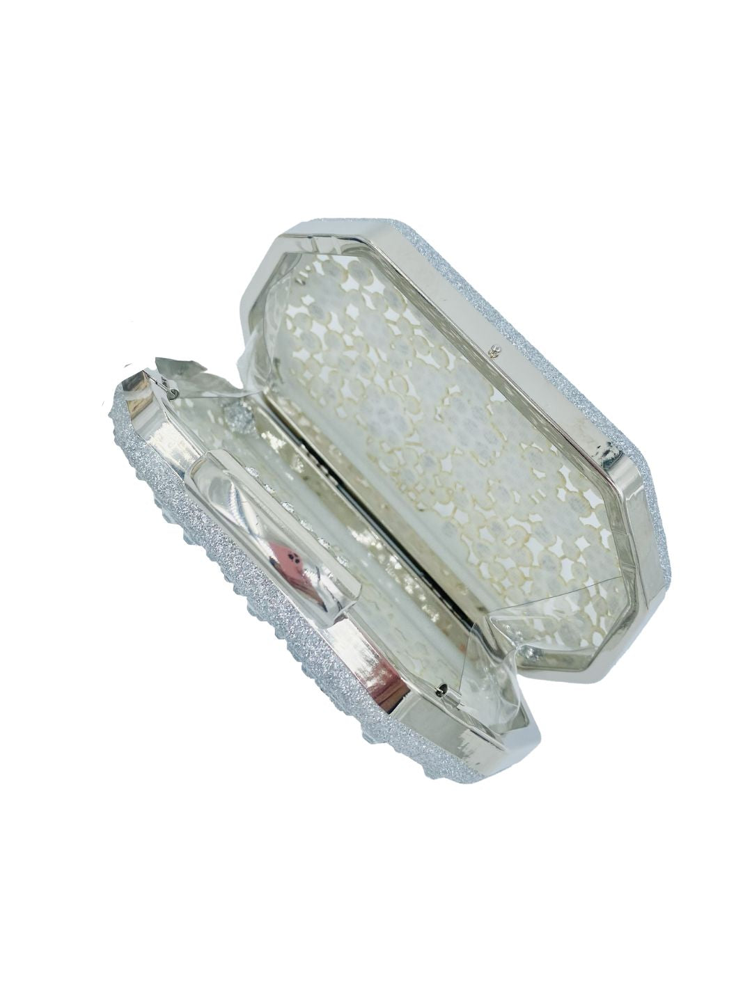 Mini Pochette Clutch Strass Argento 90053