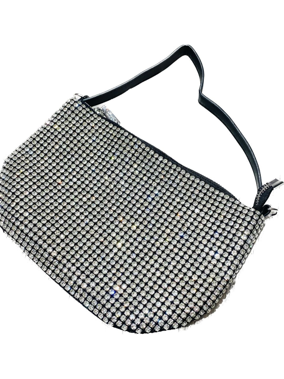 POCHETTE PIATTA MEZZA LUNA NERA STRASS 4602