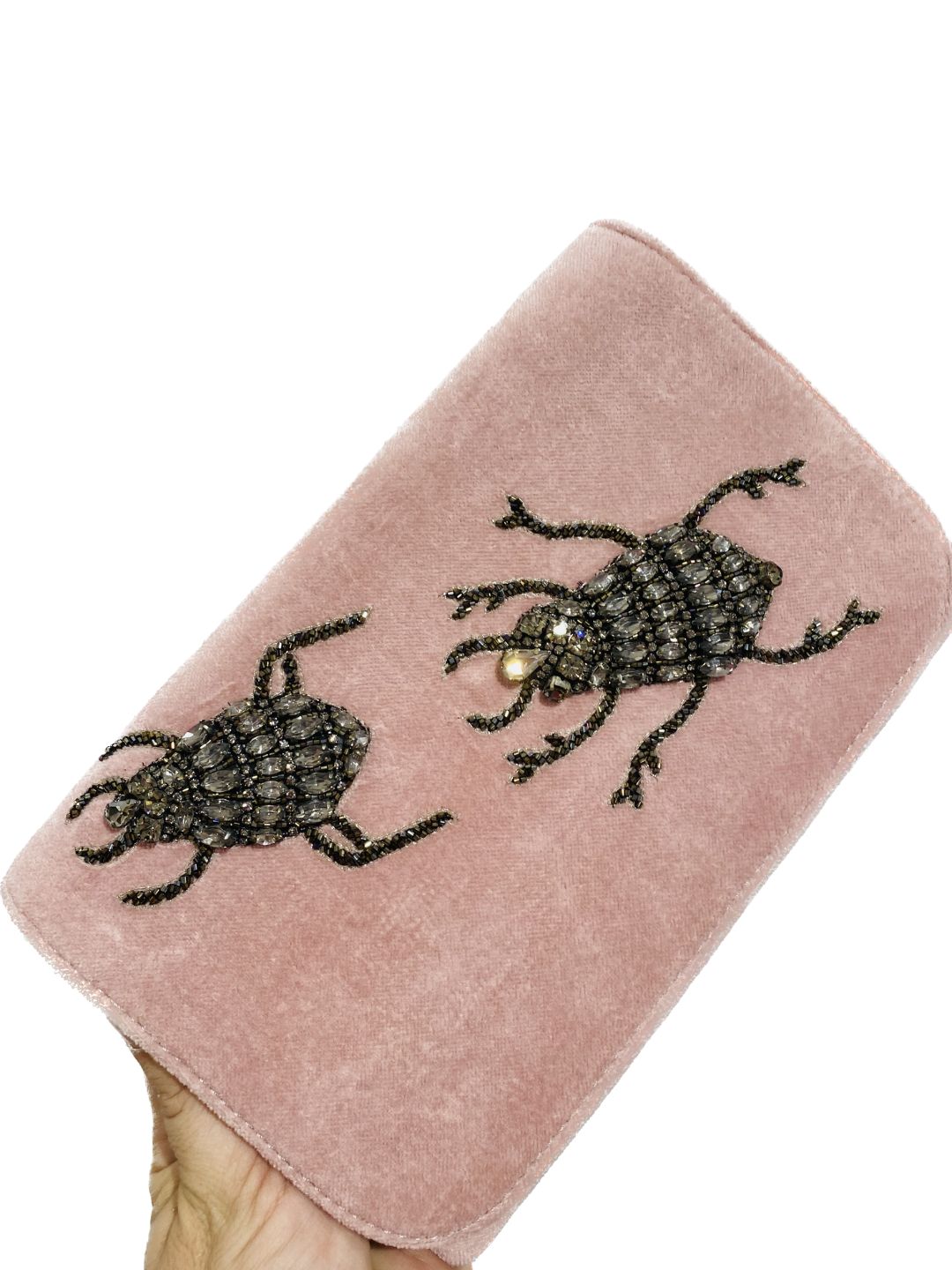 POCHETTE VELLUTO SCARABEO ROSA