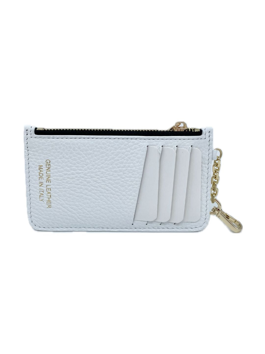 PORTACARTE CON MOSCHETTONE IN PELLE BIANCO 135