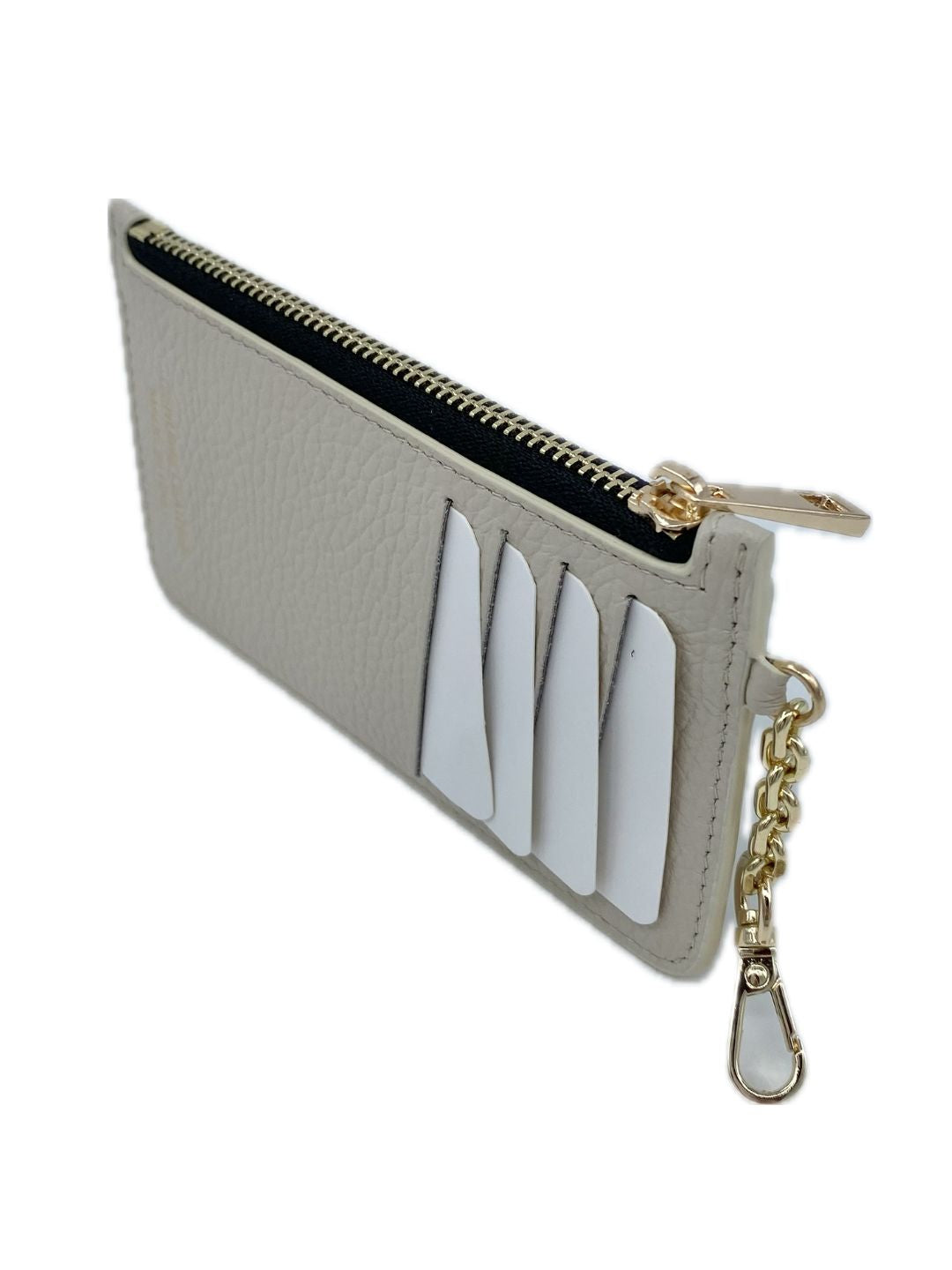 PORTACARTE CON MOSCHETTONE IN PELLE BEIGE 135