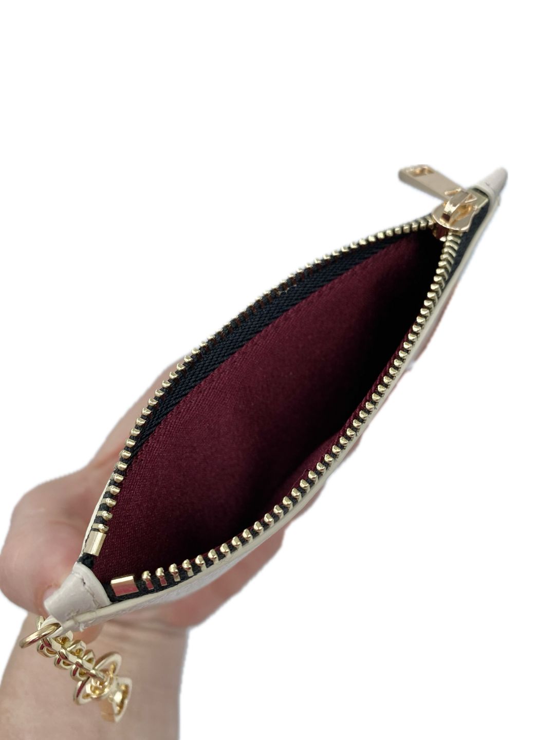 PORTACARTE CON MOSCHETTONE IN PELLE BEIGE 135