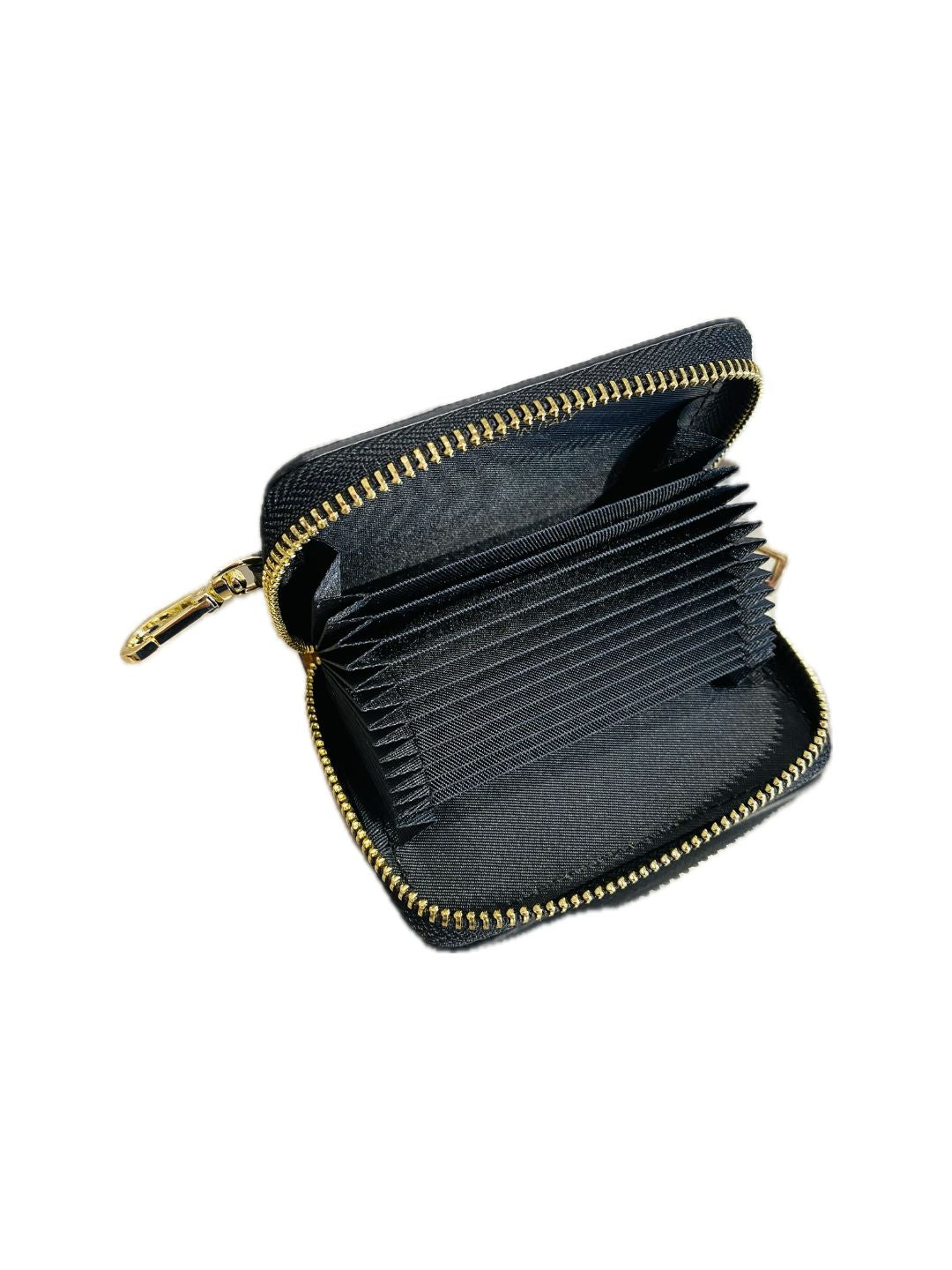 PORTACARTE CON ZIP IN PELLE NERO