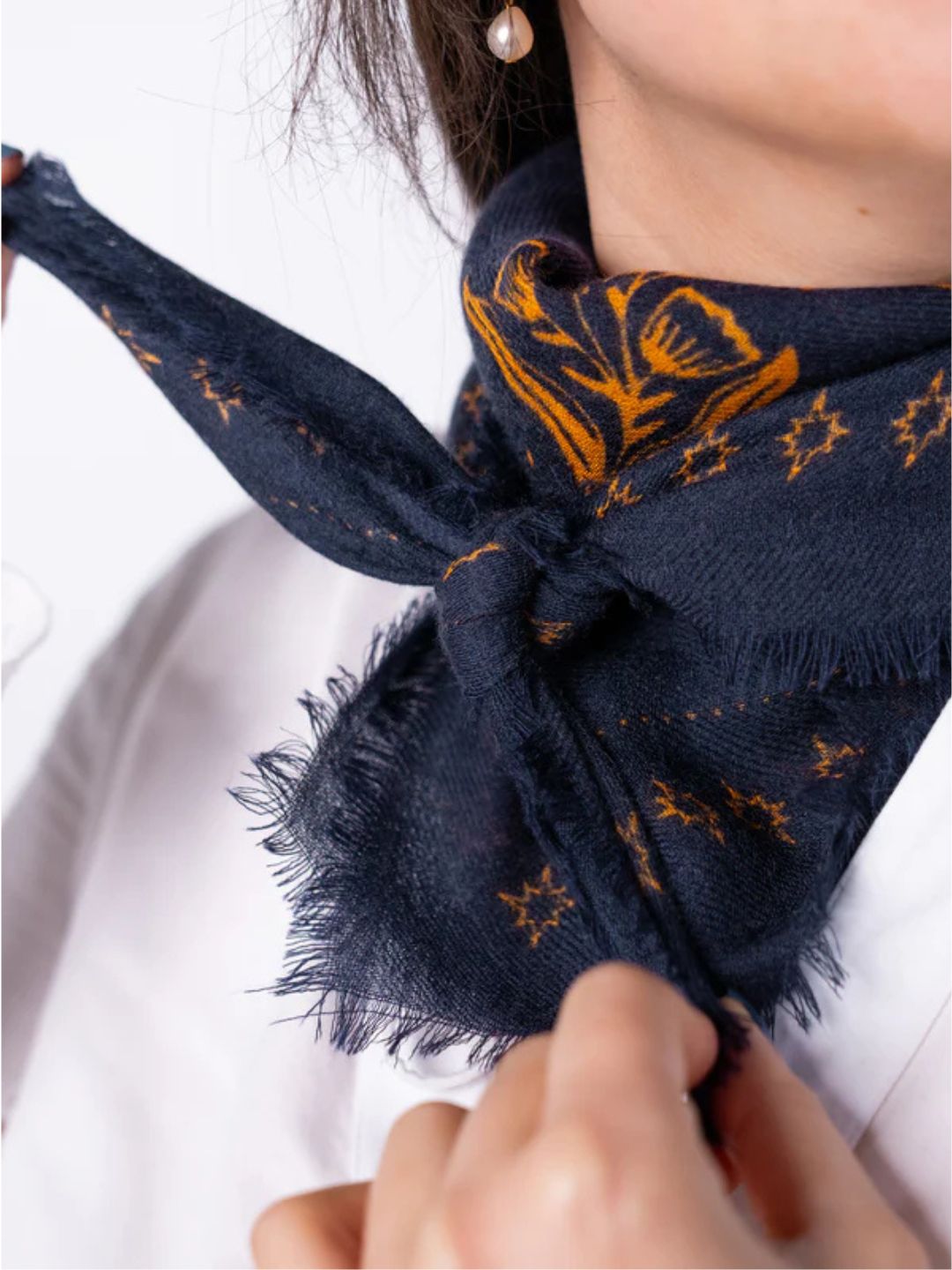 Piccolo Foulard Lana Sasha Blu Marino
