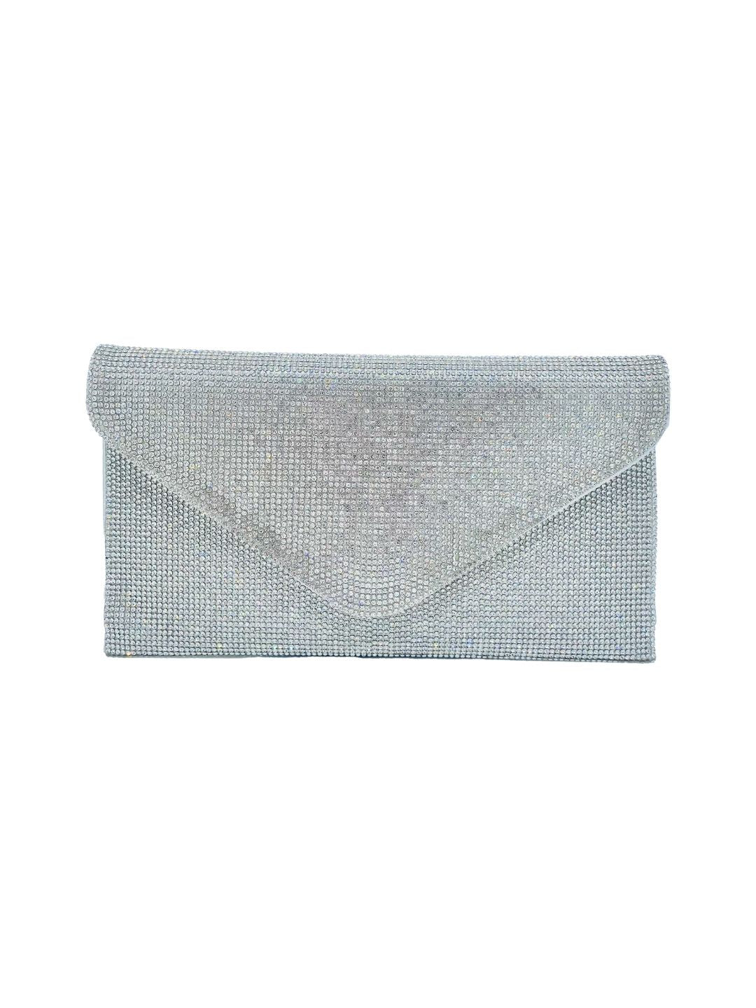Pochette Busta Strass Argento 6056