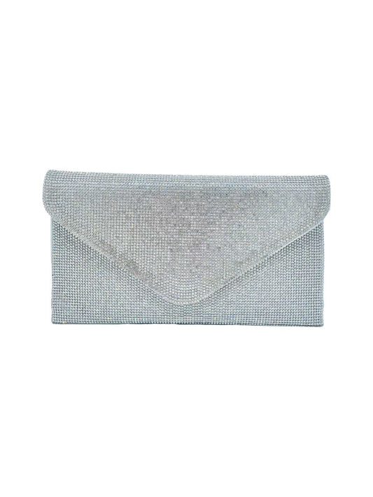 Pochette Busta Strass Argento 6056