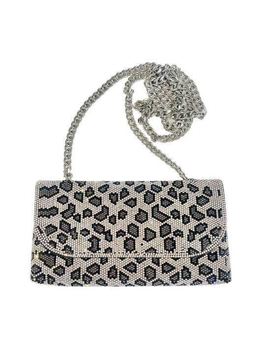 Pochette Strass Argento Leopardata 0601