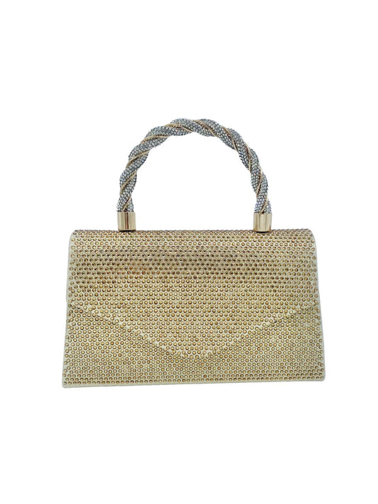 Pochette a Mano Strass Oro Bronzato 2438