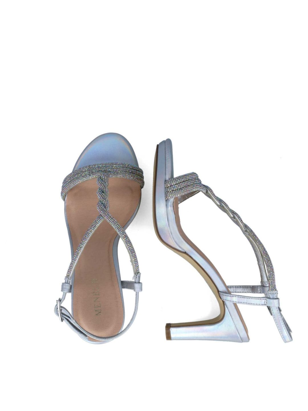 SILVER BRAIDED RHINESTONE SANDAL 24261