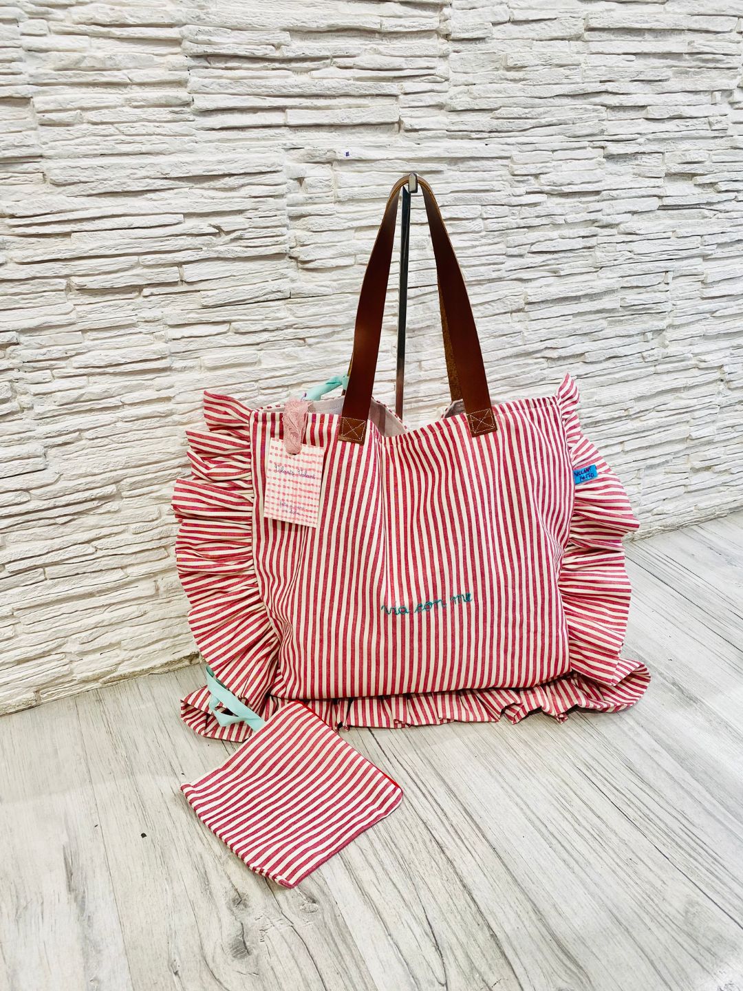 SHOPPING BAG CON BORDO VOLANTS " VIA CON ME"