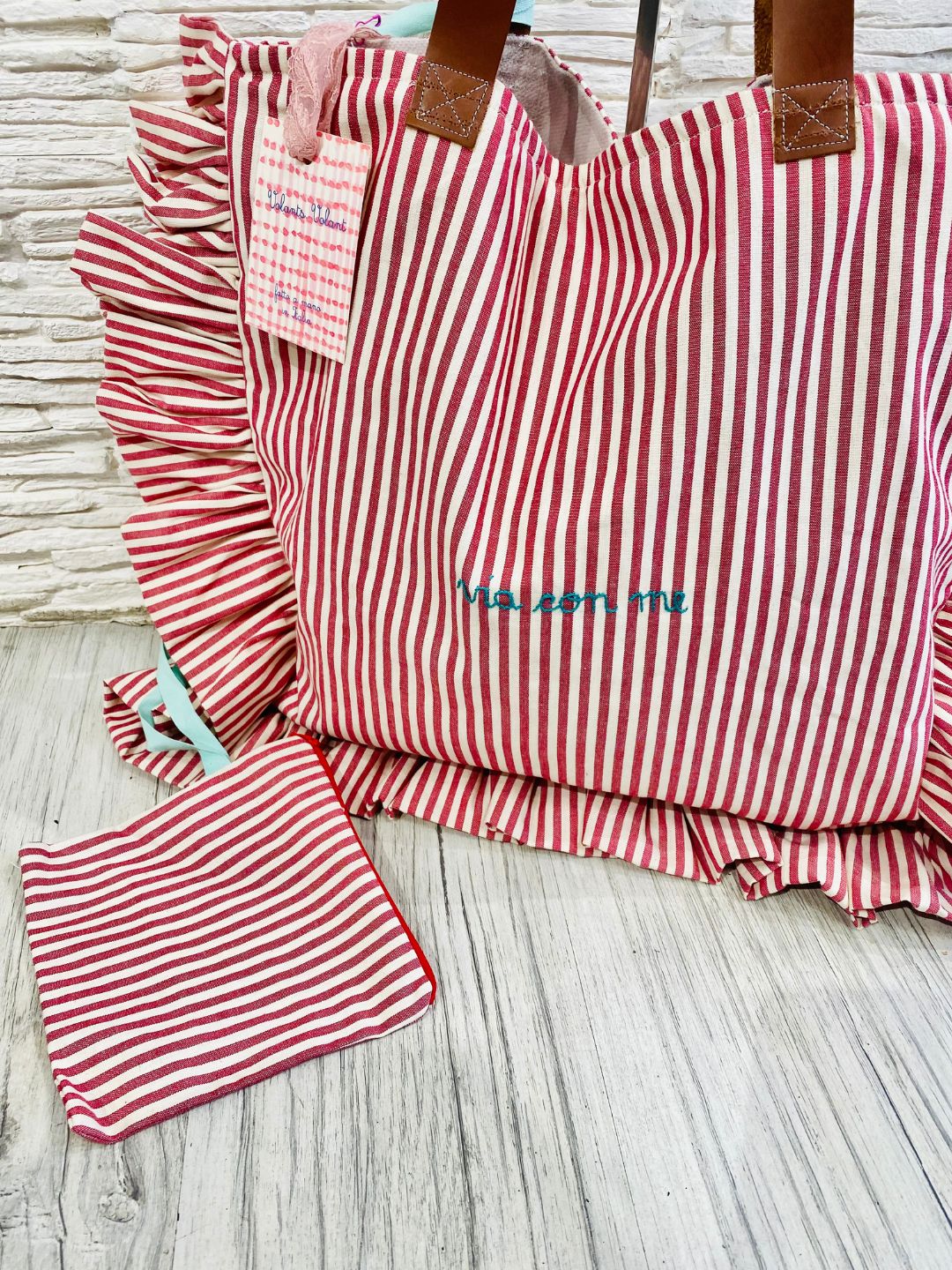 SHOPPING BAG CON BORDO VOLANTS " VIA CON ME"