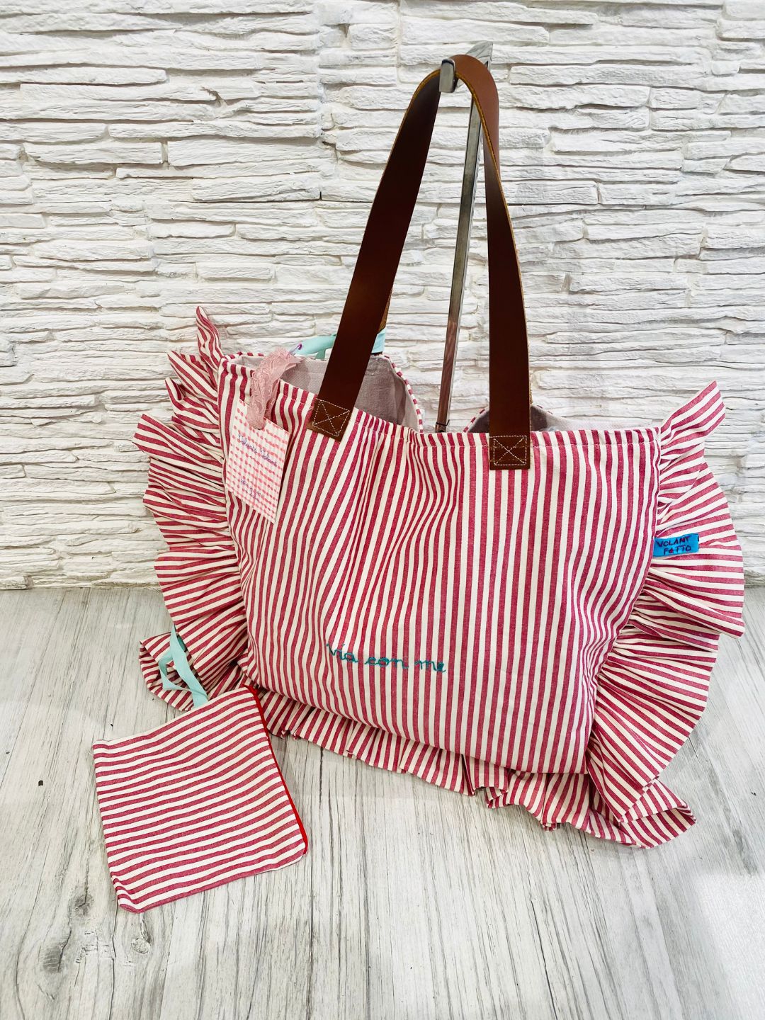 SHOPPING BAG CON BORDO VOLANTS " VIA CON ME"